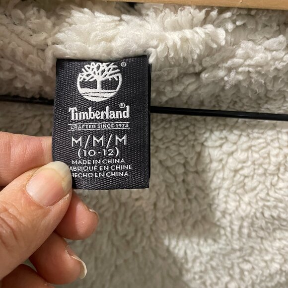 Timberland Zipper up Winter Hoodie Jacket kids size M 10-12 Fleece Lined - Picture 5 of 7